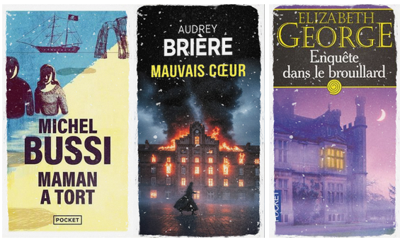 3 couvertures : Maman a tort de Michel Bussi, Mauvais coeur d'Audrey Brière, Enquête dans le brouillard d'Elizabeth Georges